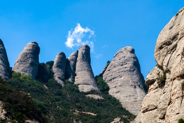The rock formations of Montserrat on a clear day.