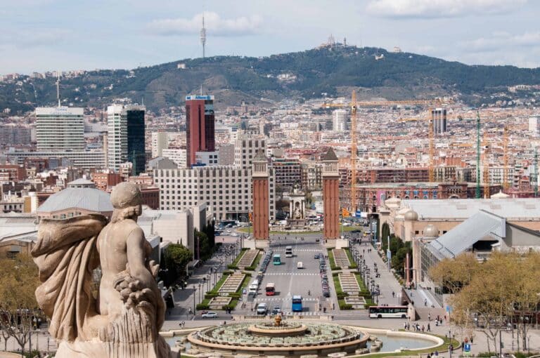 Private montjuic e-bike tour viewpoint looking towards the Collserola.