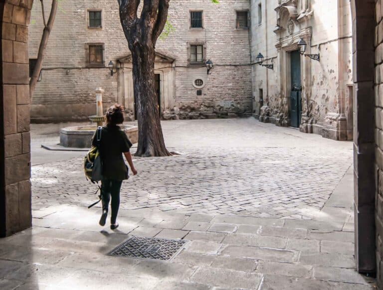 Walking tour exploring the old city in Barcelona.