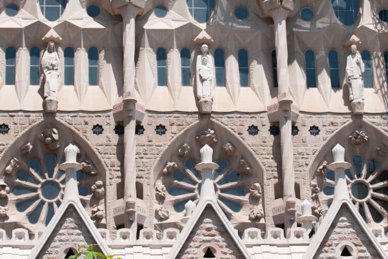 An exterior look at the Sagrada Familia.