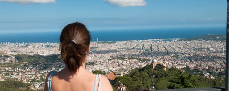 Private Tibidabo e-bike tour view point overlooking the entire city.