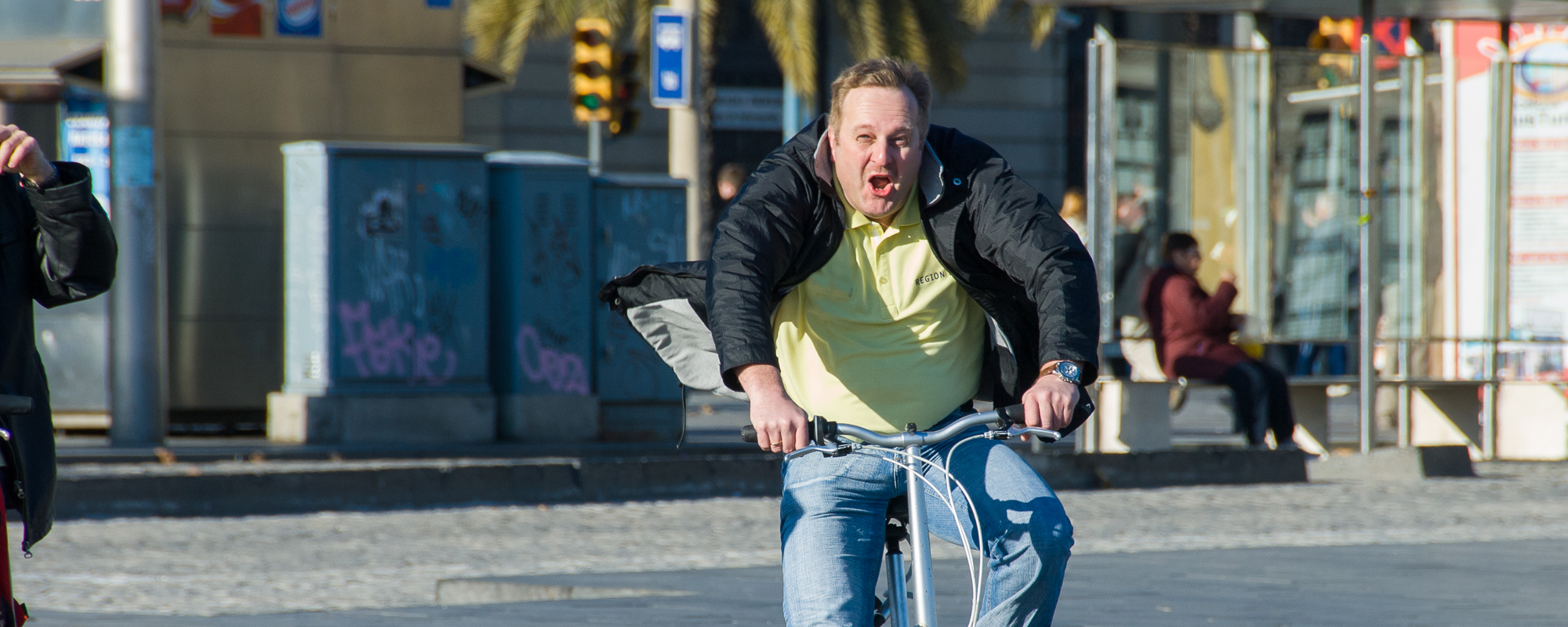 A client enjoying a moment during his private Barcelona bike tour.
