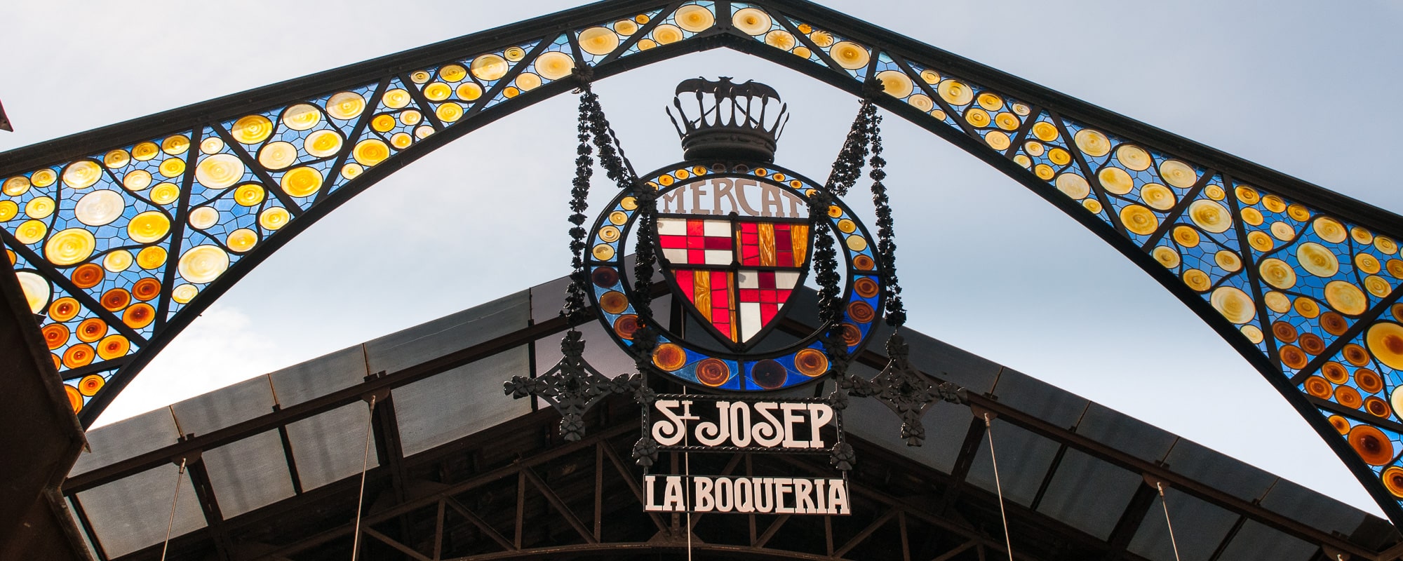 The Boqueria Market entrance.