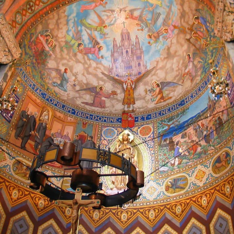 The painted ceiling of the Tibidabo church