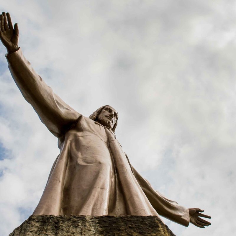 The statue of Jesus atop the Tibidabo church