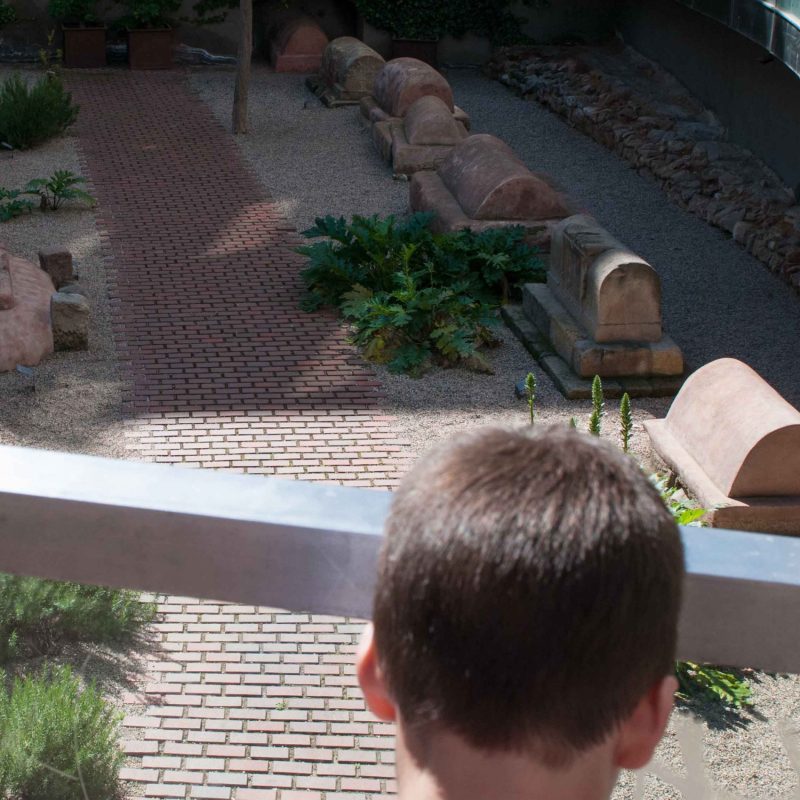 Roman tombstones in the Gothic Quarter, located along the former site of Via Augusta, an ancient Roman road.