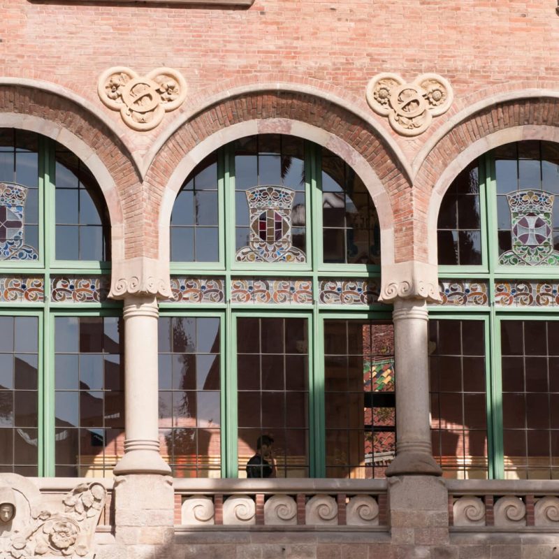 Details of the large windows of the Hospital Sant Pau