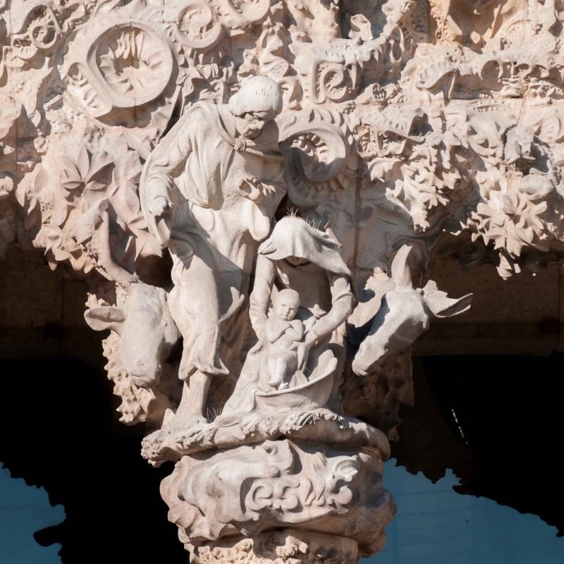 A close up of one of the scenes at the Sagrada Familia.