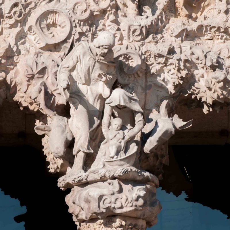 A close up of one of the scenes at the Sagrada Familia.