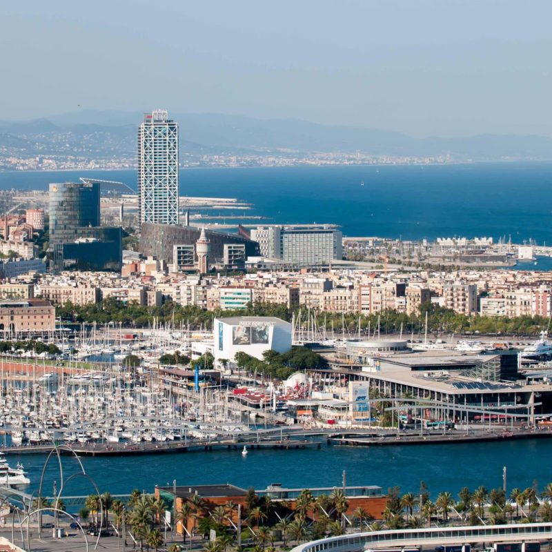 A view of the waterfront from Montjuic.