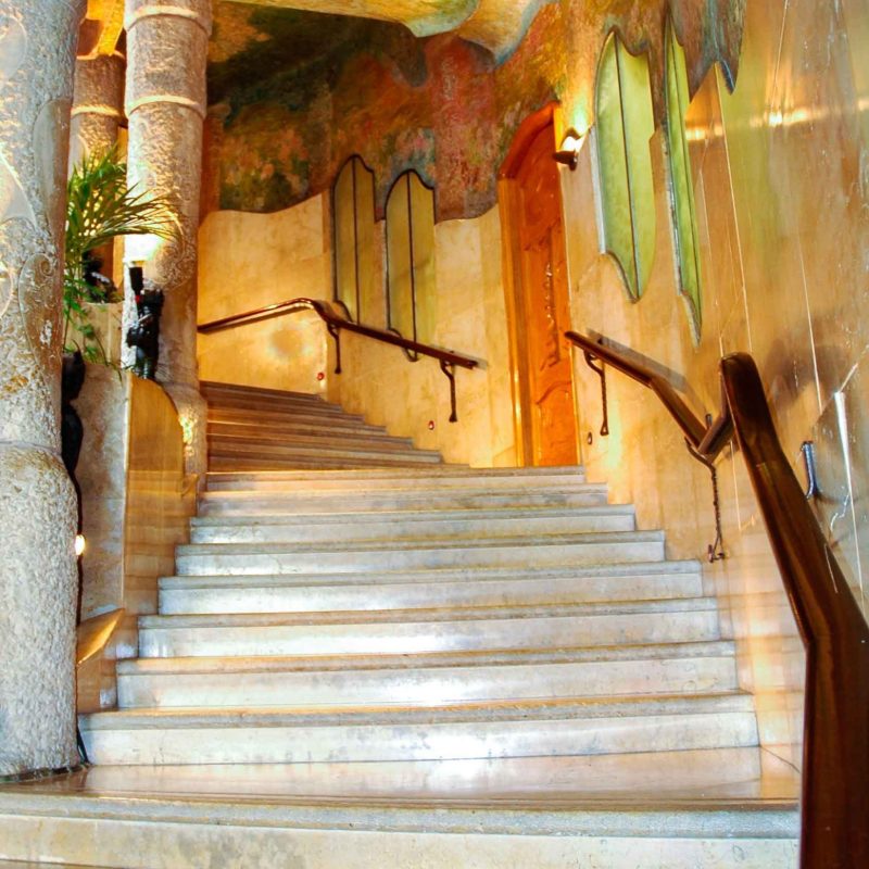 The stairwell leading to the first floor of the Pedrera.