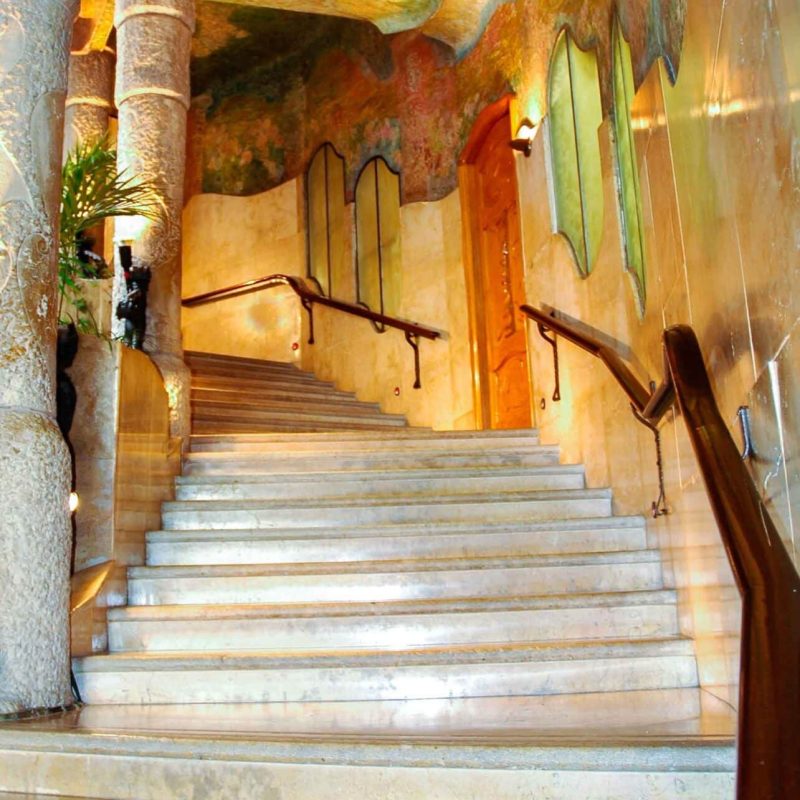 The stairwell leading to the first floor of the Pedrera.