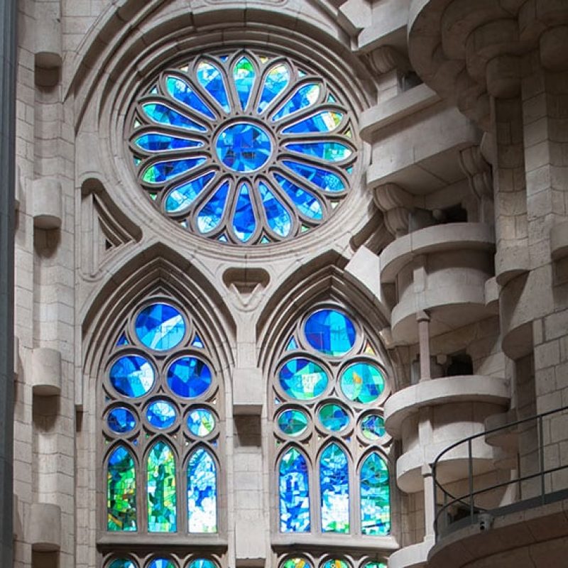 A stained glass window at the Sagrada Familia.