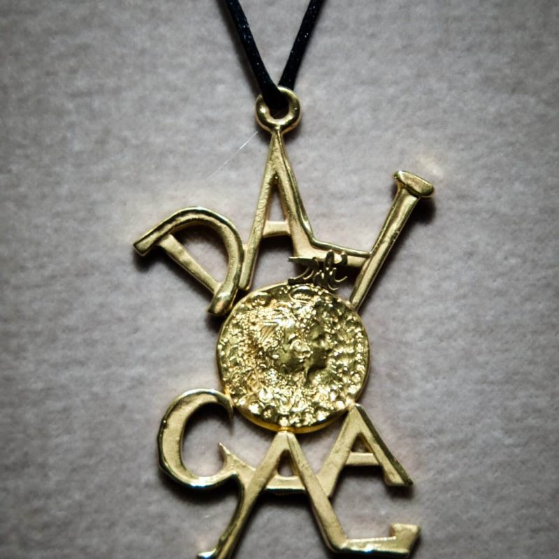 One of his unique jewelry items.