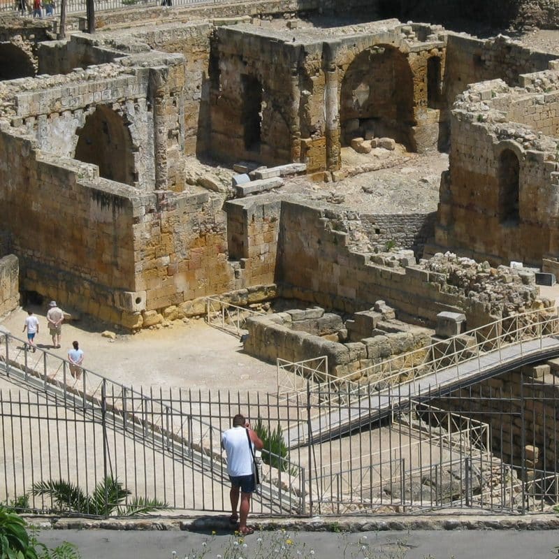 Roman ruins of the amphitheater.
