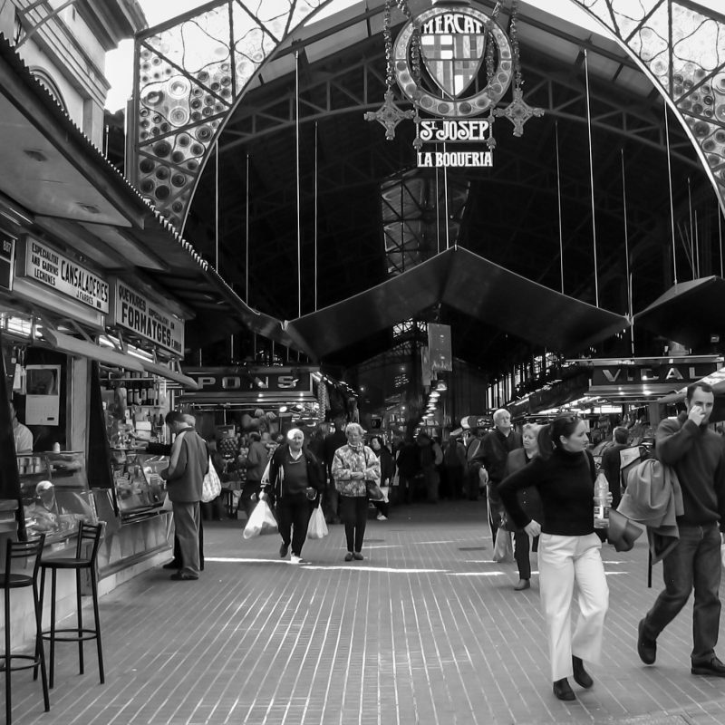 The main entrance to the famous Boqueria Market.