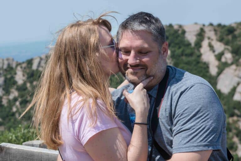 A happy kiss after being proposed to.