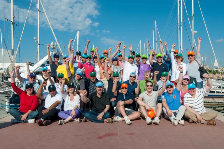 An incentive group getting ready for a regatta.